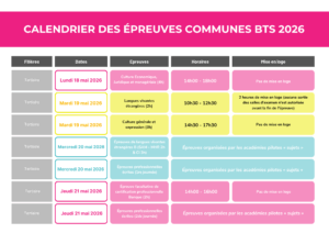 Dates des épreuves communes du BTS 2026
