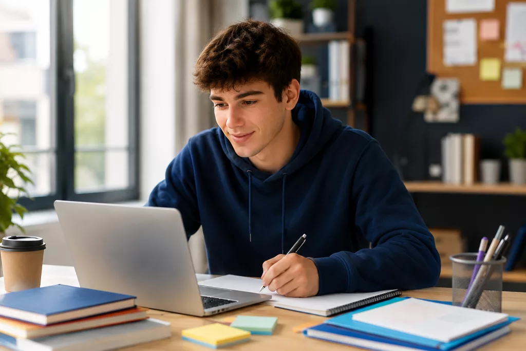 Étudiant en alternance accompagné par un tuteur en entreprise lors d’une formation professionnelle